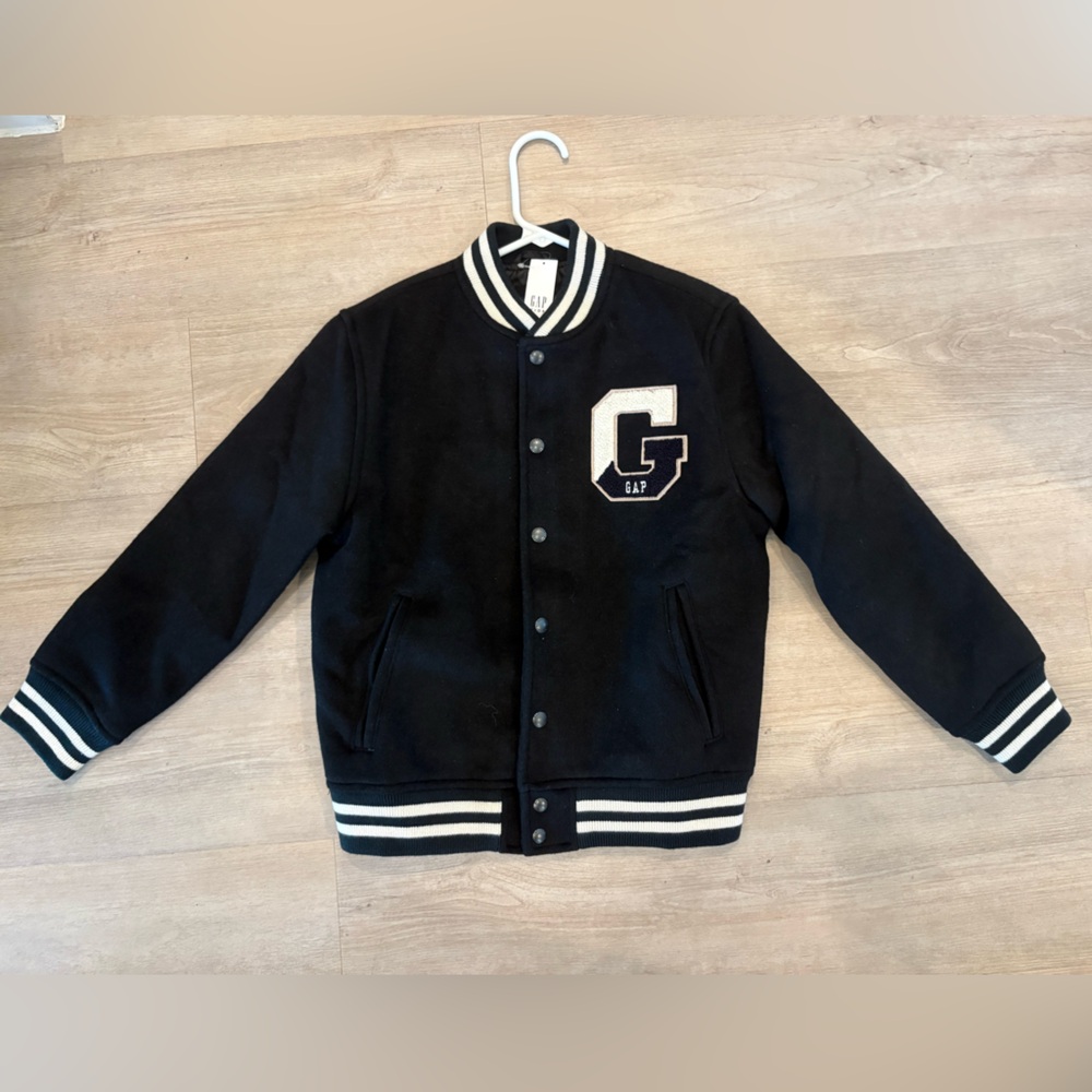 GAP Black Varsity Jacket with White Details NEW  WITH TAG